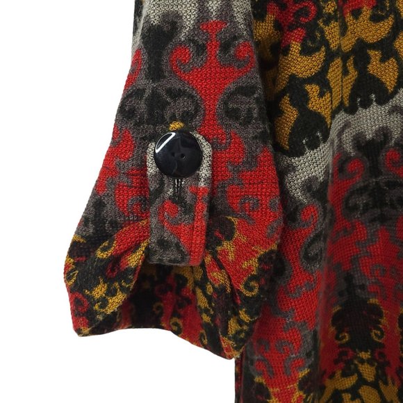 Luii Button Front Cardigan Womens M Wool Blend Slit Pockets Tab Half Sleeve - Picture 15 of 16